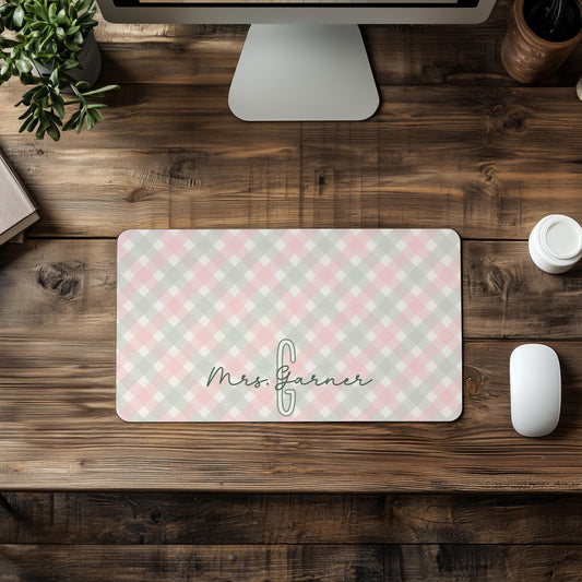 Plaid Desk Pad Personalized