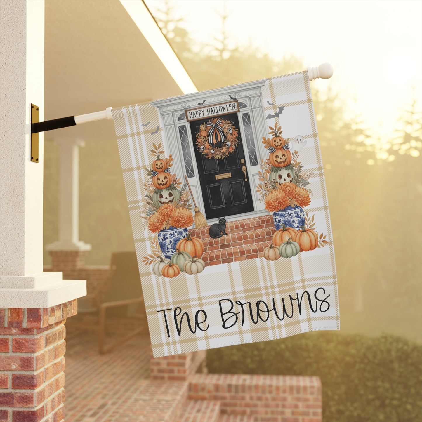Personalized Autumn Doorway Garden Flag | House Banner