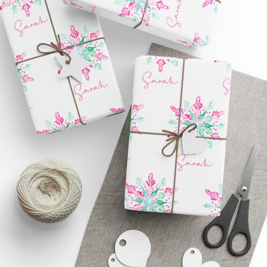 Personalized Preppy Snowflake Christmas Wrapping Paper