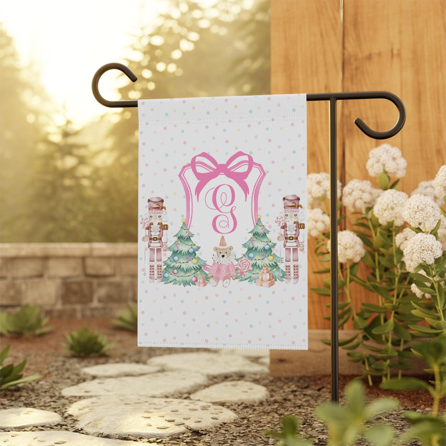 Personalized Nutcracker Garden Flag Pink