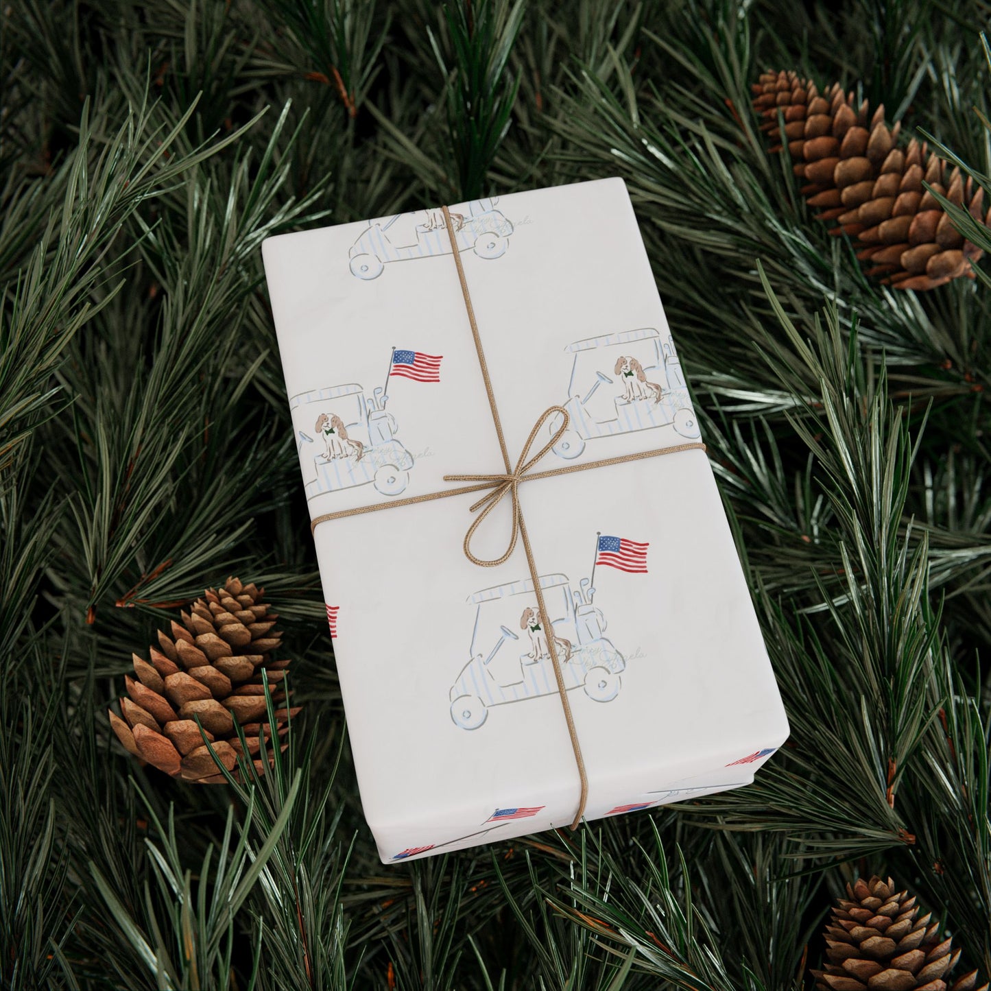 Patriotic Dog Golf Cart Gift Wrap