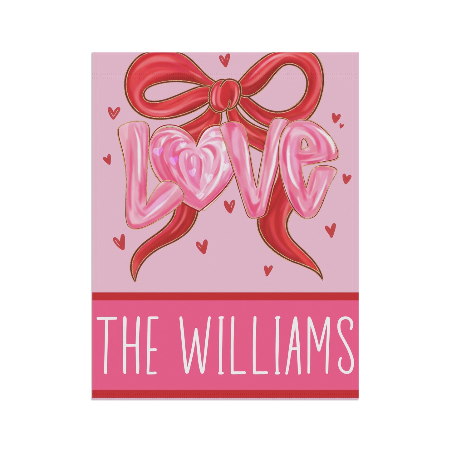 Personalized Valentine Red Bow Garden Flag