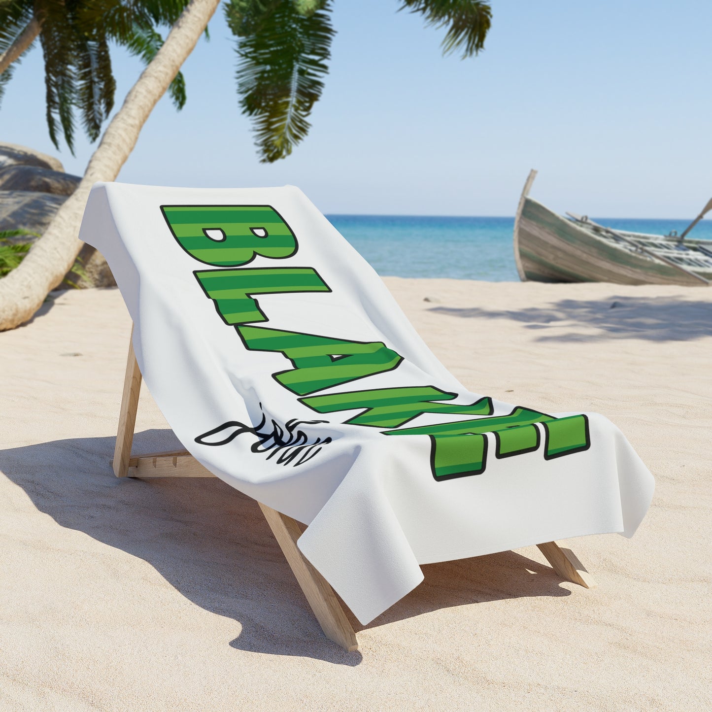 Green Striped Personalized Beach Towel