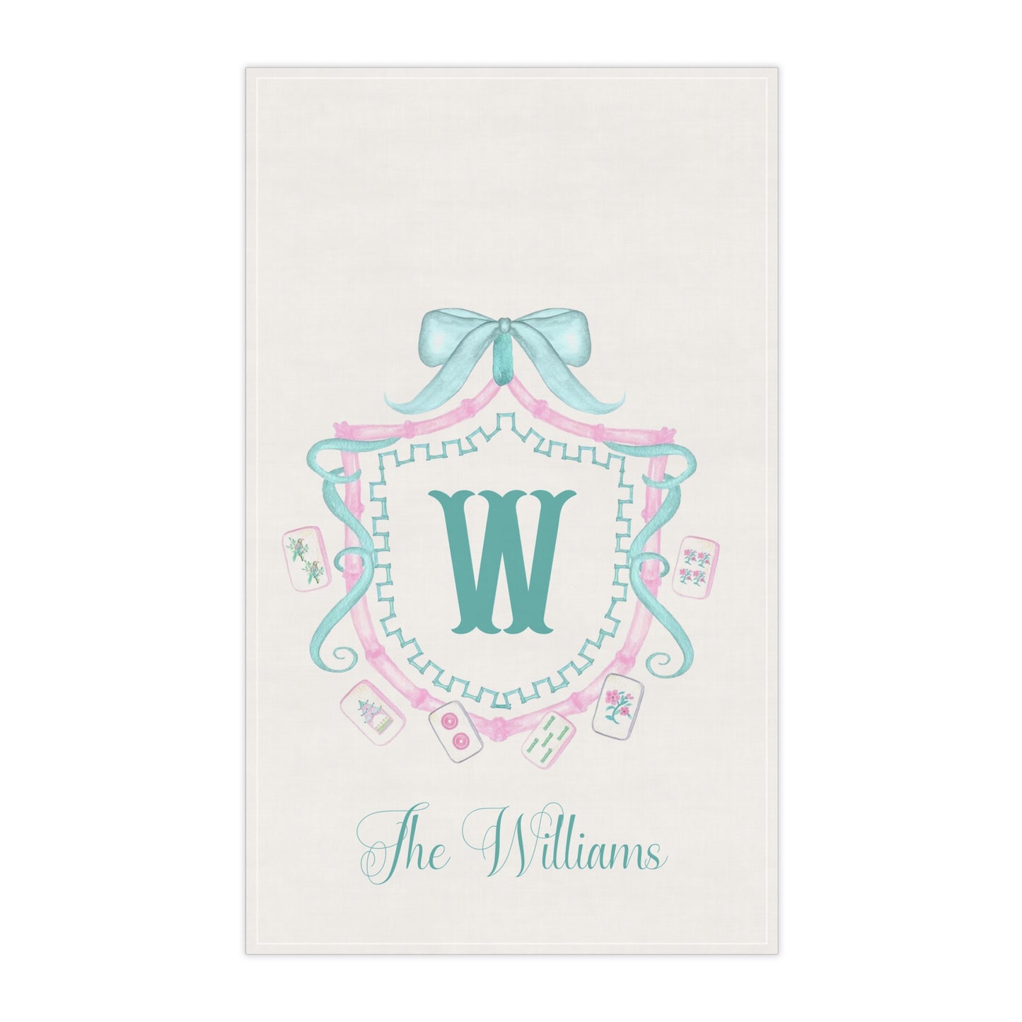 Monogram W Crest Tea Towel | Personalized Kitchen Towel