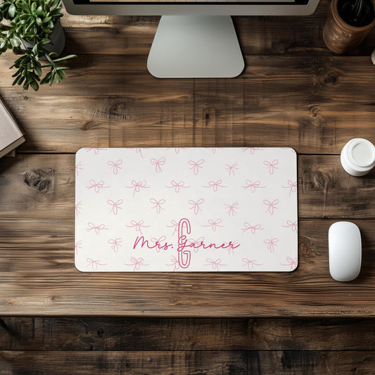 Personalized Pink Ribbon Desk Pad
