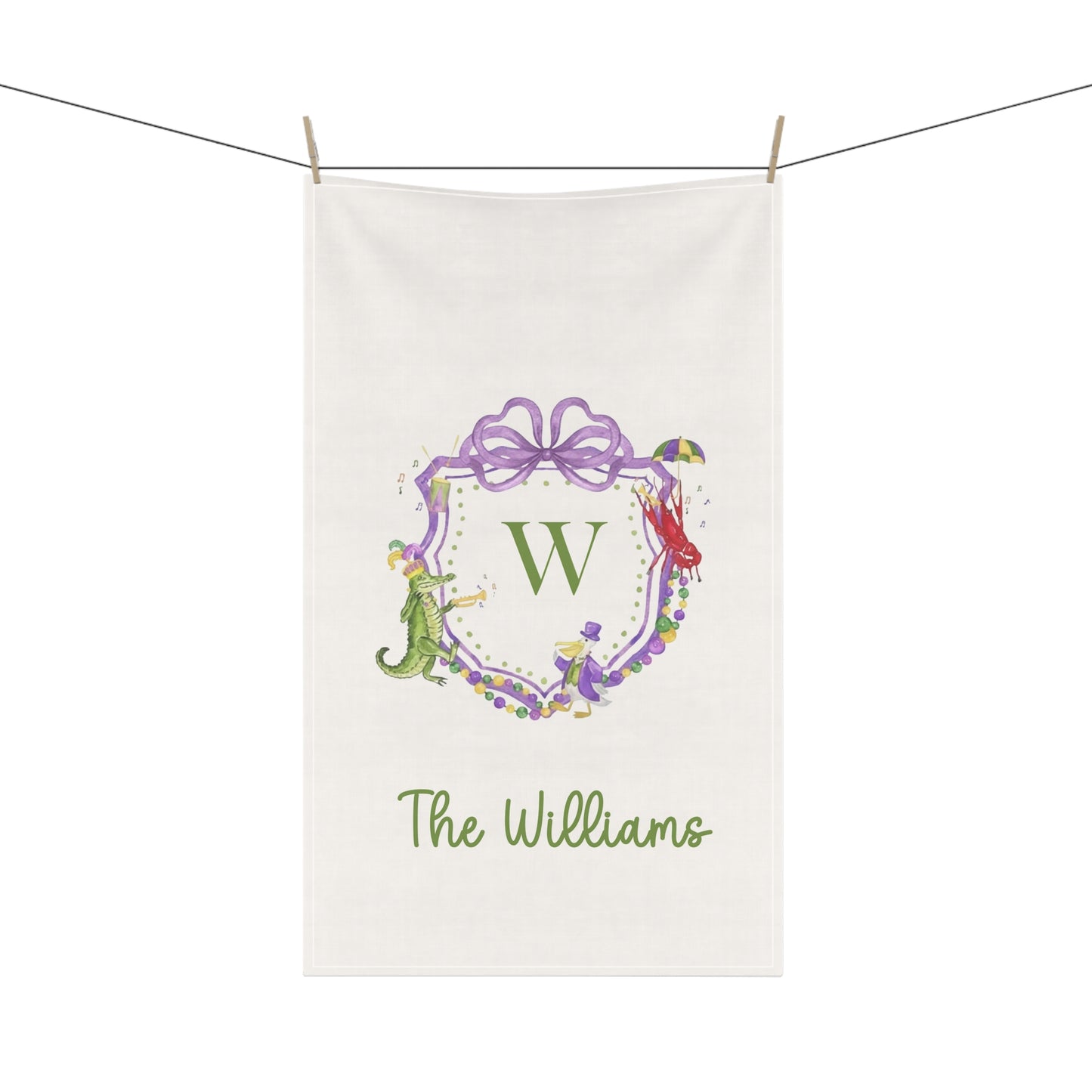 Personalized Mardi Gras Kitchen Towel