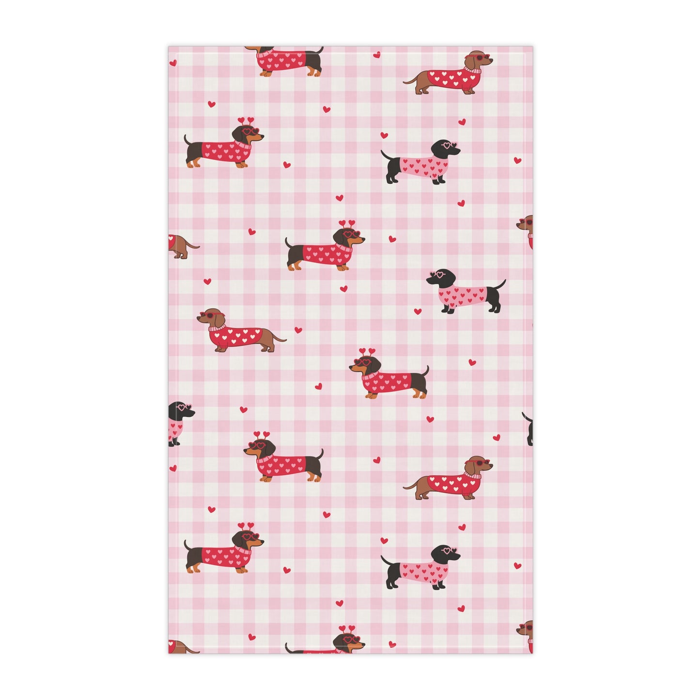 Dachshund Valentine Tea Towel