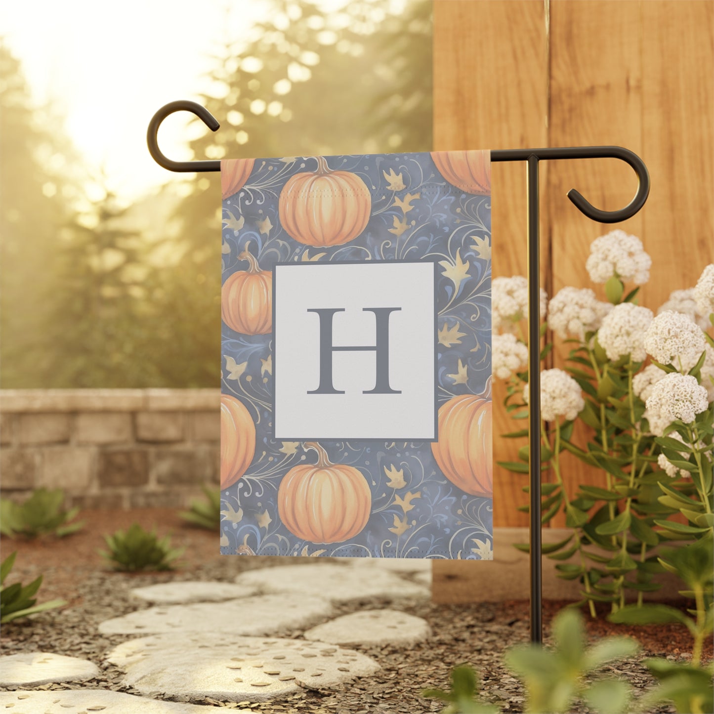 Modern Pumpkin Garden Flag Personalized Monogram Yard Décor for Fall  Thanksgiving