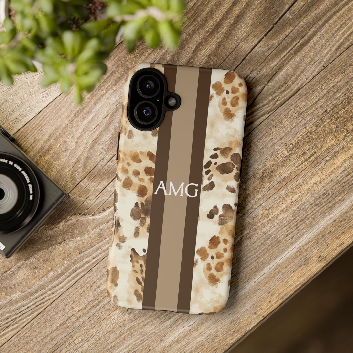 Giraffe Print Monogram Phone Case
