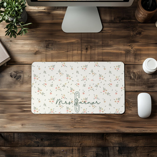 Personalized Shabby Chic Floral Desk Pad
