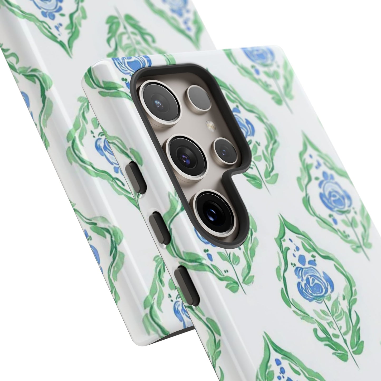 Blue Rose Grandmillennial Monogram Phone Case Personalized