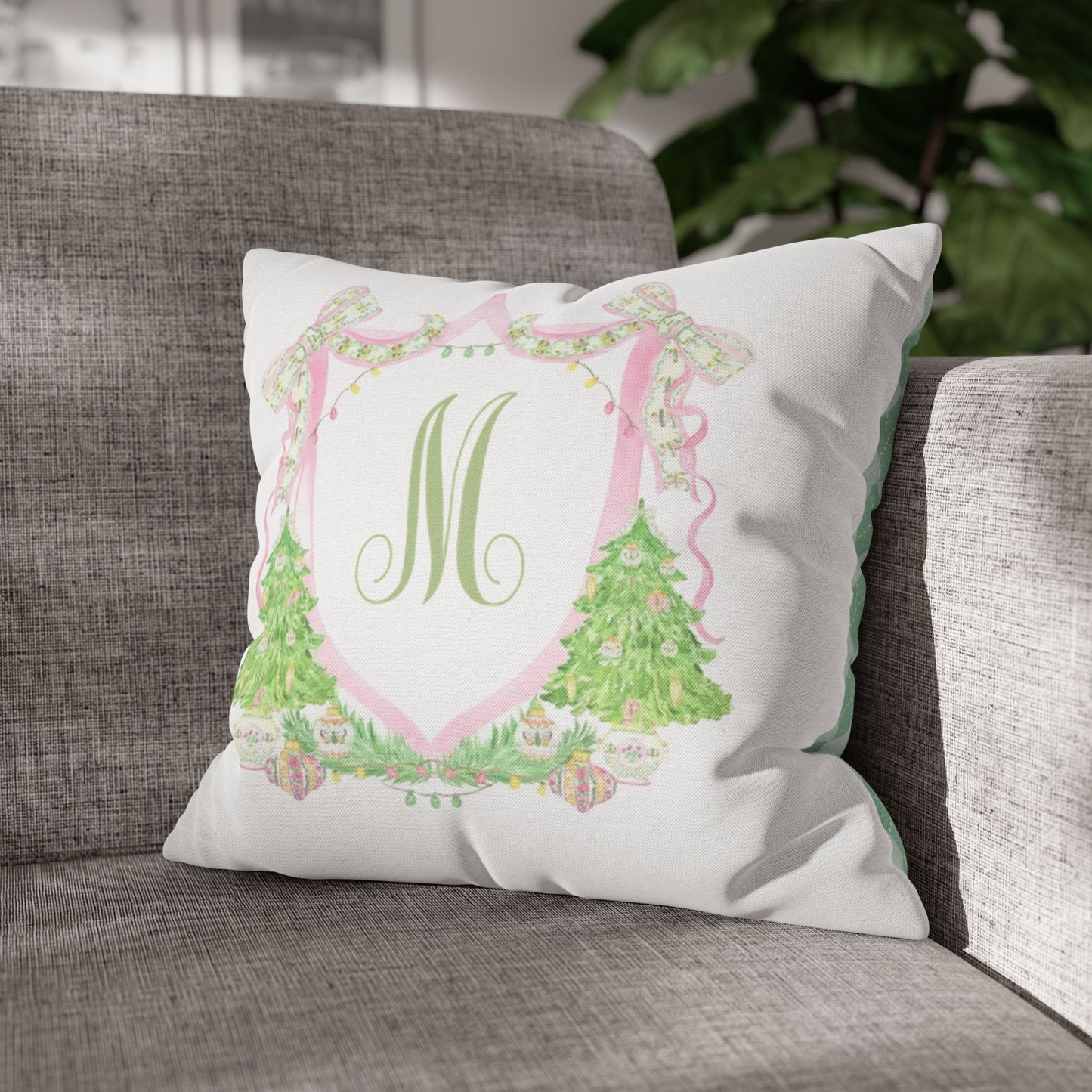 Floral Monogram M Pillowcase, Pillow Cover