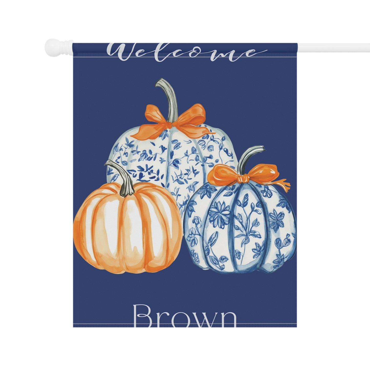 Blue Floral Pumpkins Garden Flag | Welcome House Banner