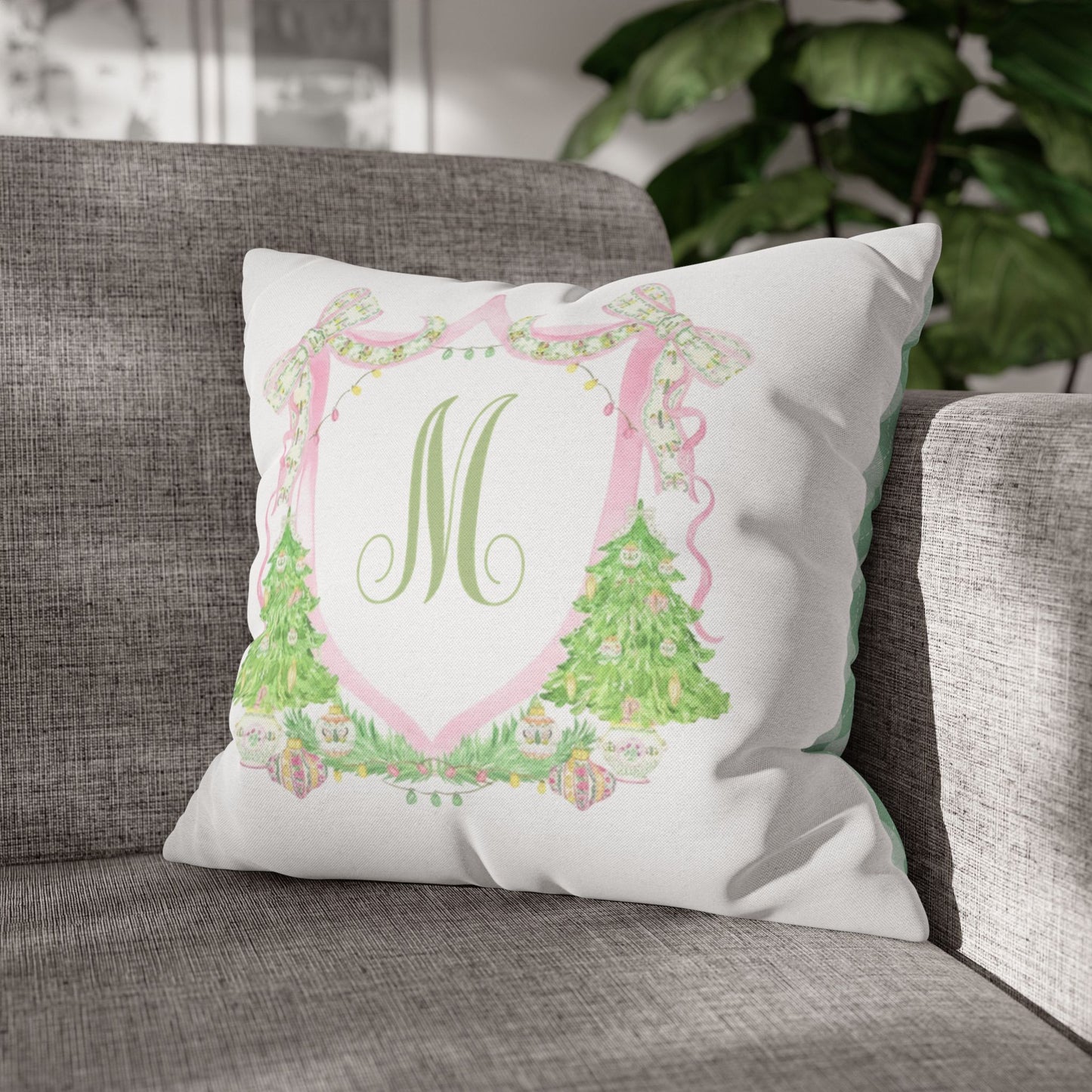 Floral Monogram M Pillowcase, Pillow Cover