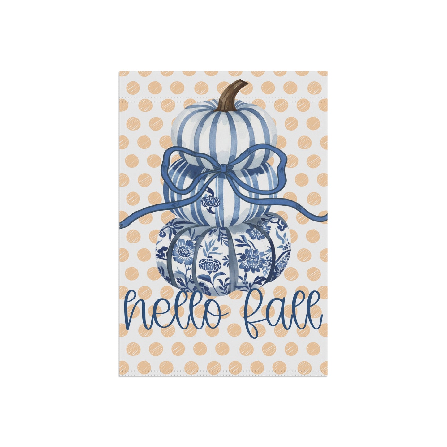 Blue Floral Pumpkins Hello Fall Garden Flag | House Banner
