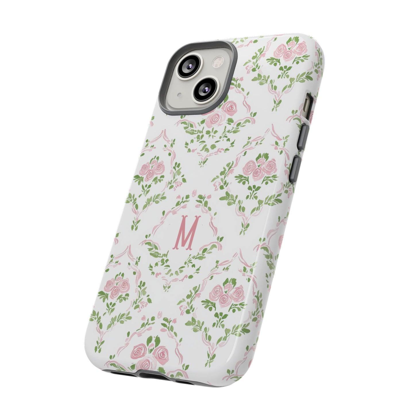 Pink Rose Grandmillennial Floral Monogram Phone Case