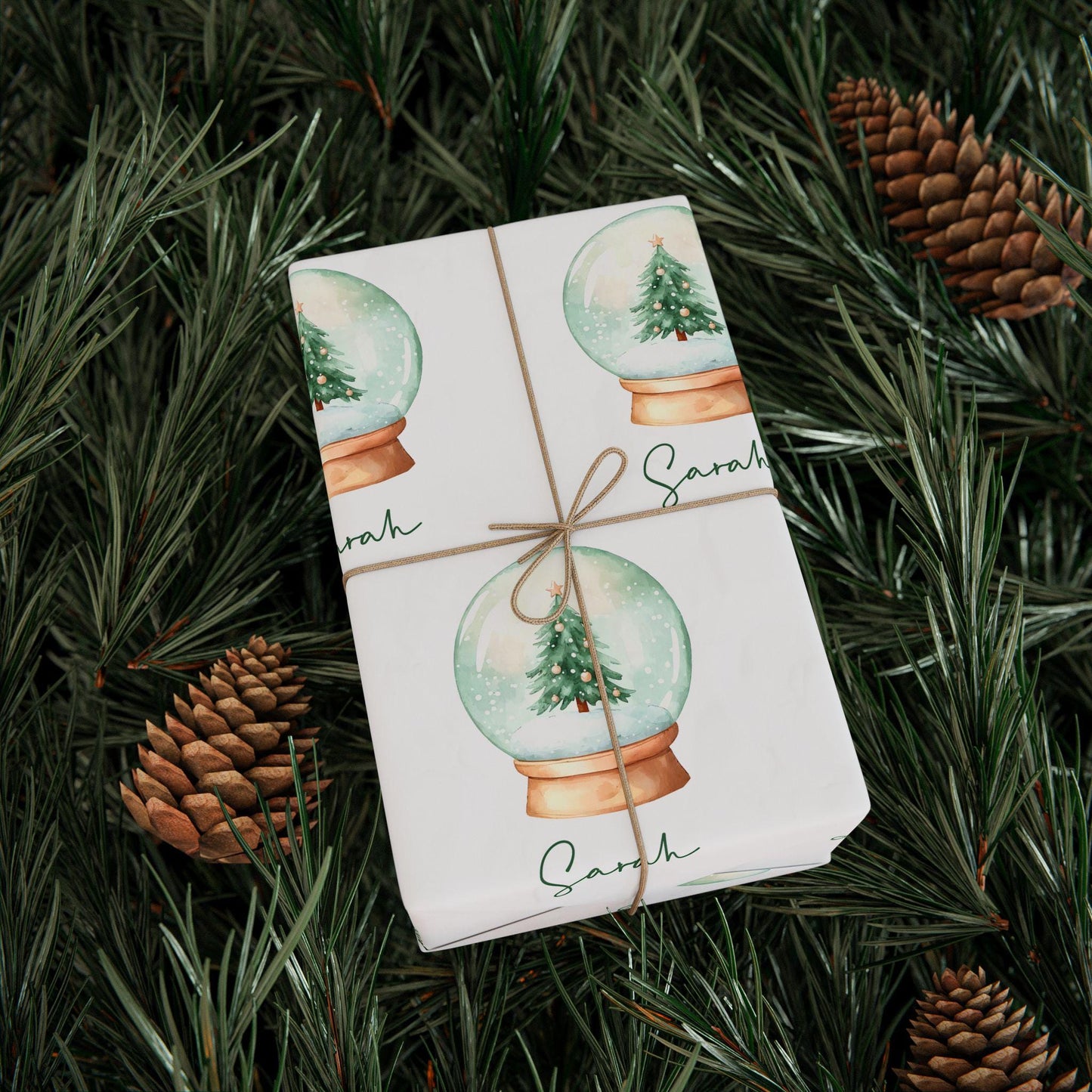 Personalized Snow Globe Wrapping Paper