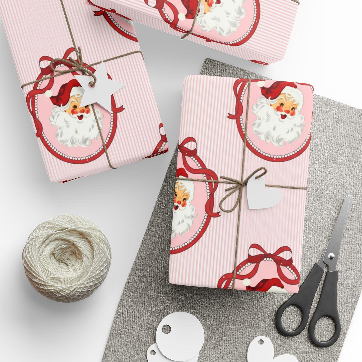 Pink Vintage Santa Wrapping Paper