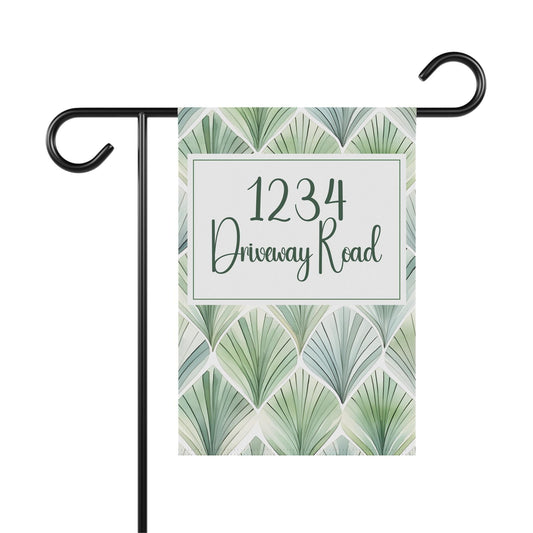 Green Botanical Leaf Address Garden Flag