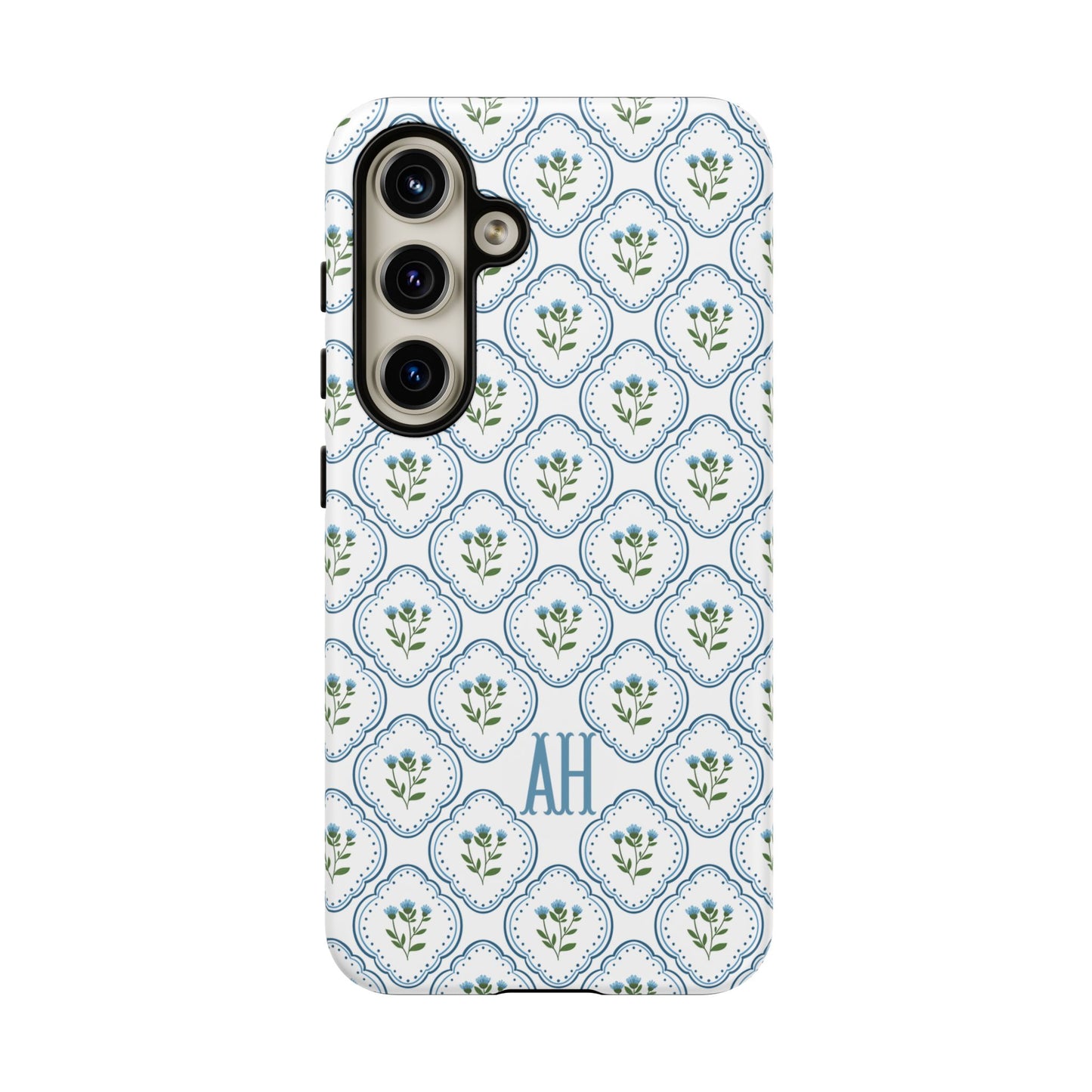 Blue Cottage Floral Monogram phone case