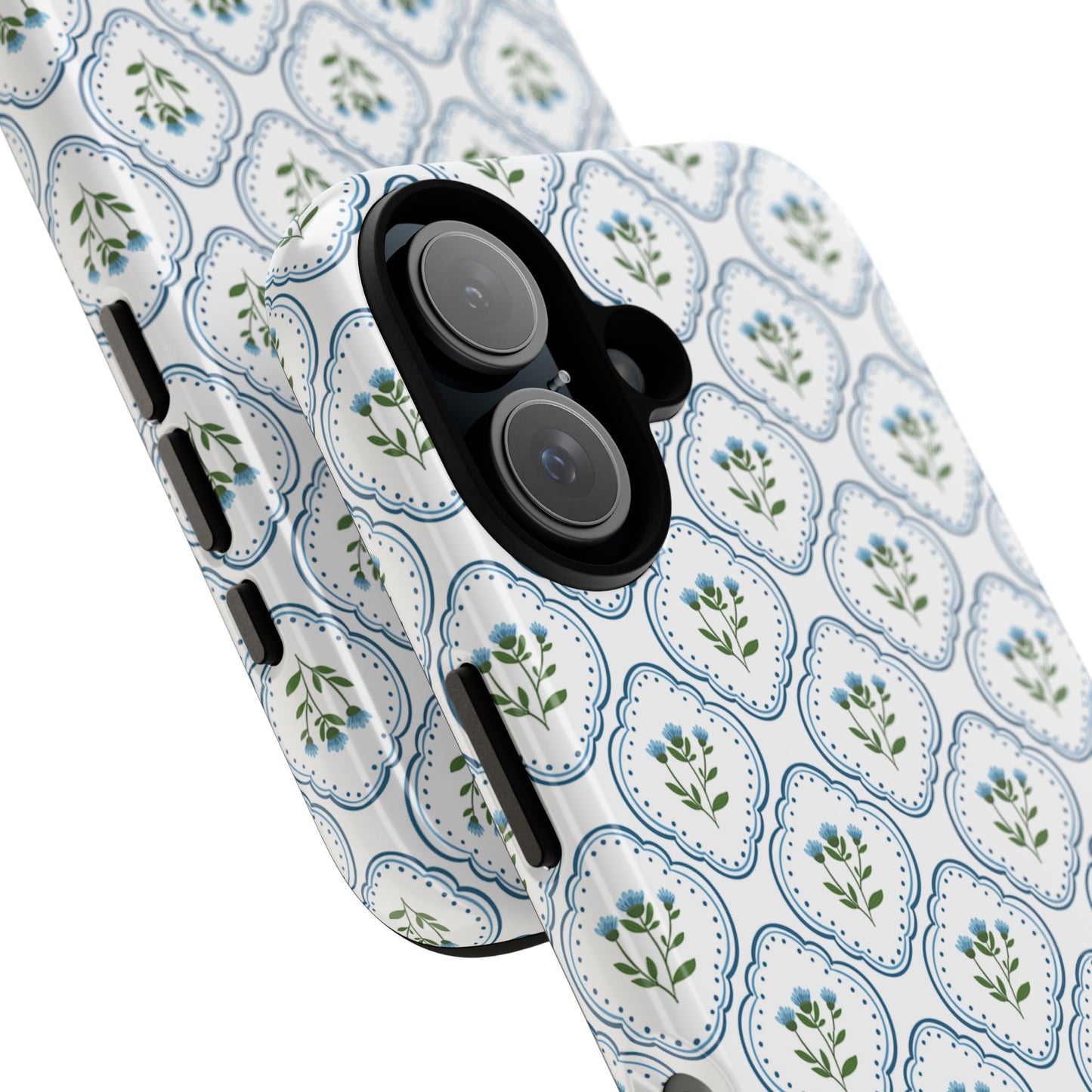 Blue Cottage Floral Monogram phone case
