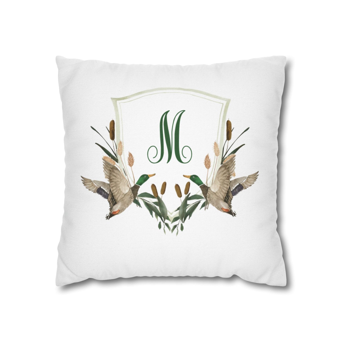 Monogram M Wreath Pillow | Decorative Square Pillowcase