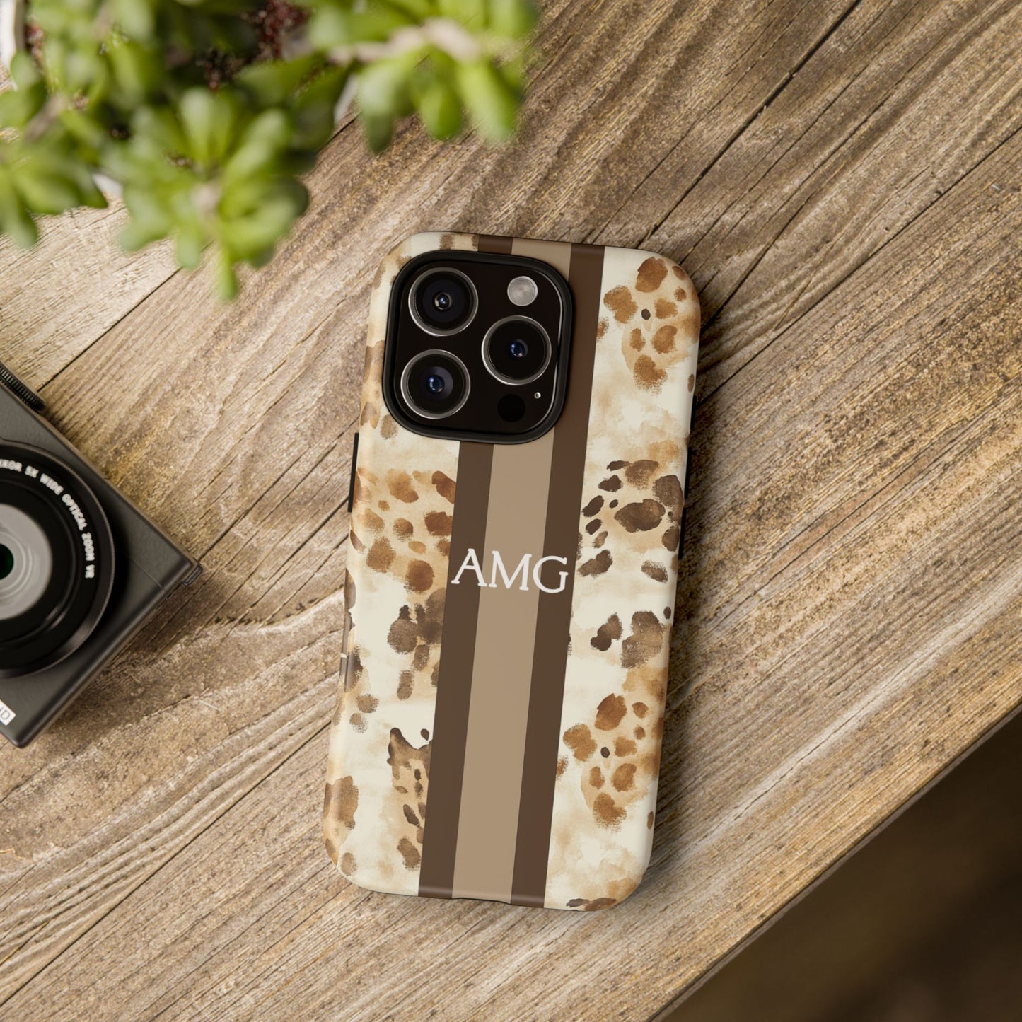 Giraffe Print Monogram Phone Case