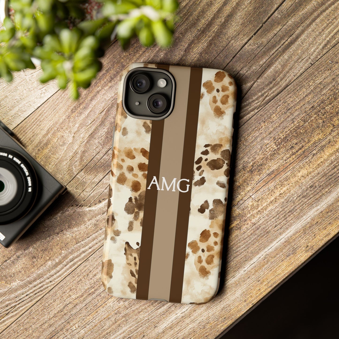 Giraffe Print Monogram Phone Case