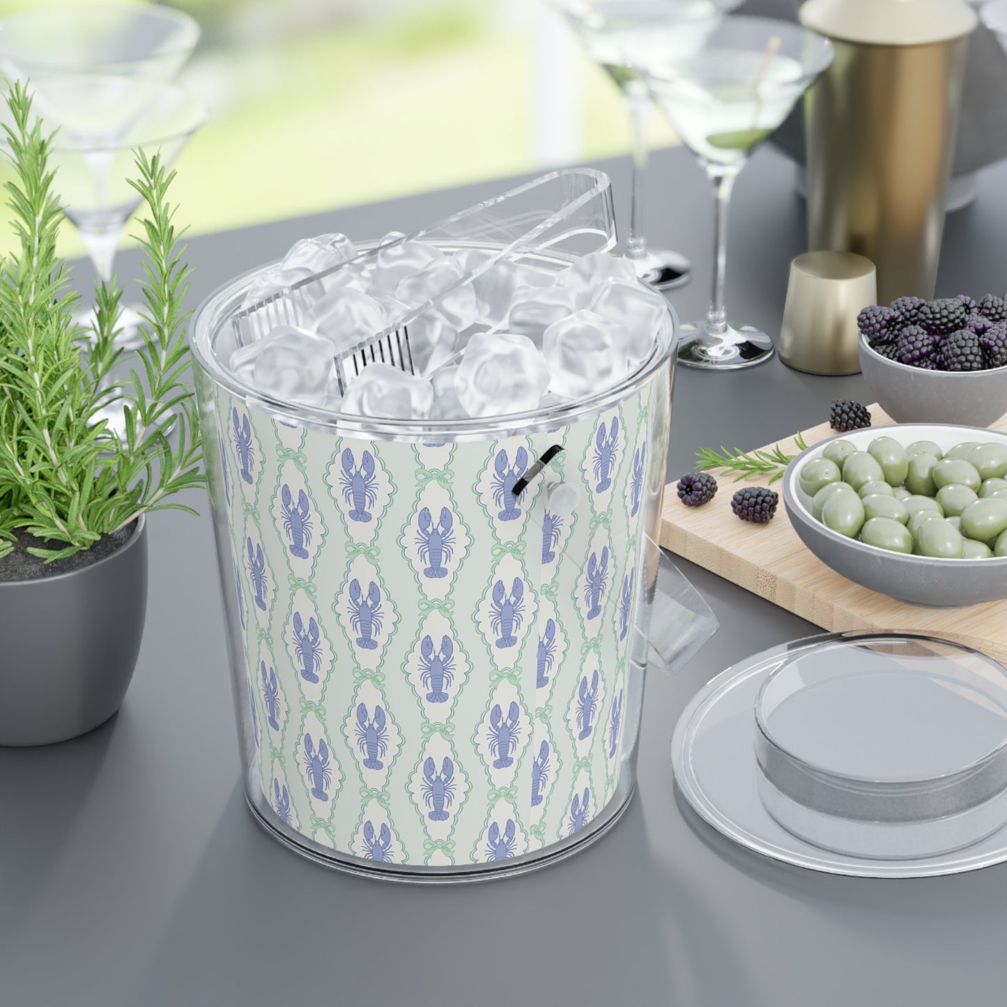 Preppy Lobster Ice Bucket with Tongs