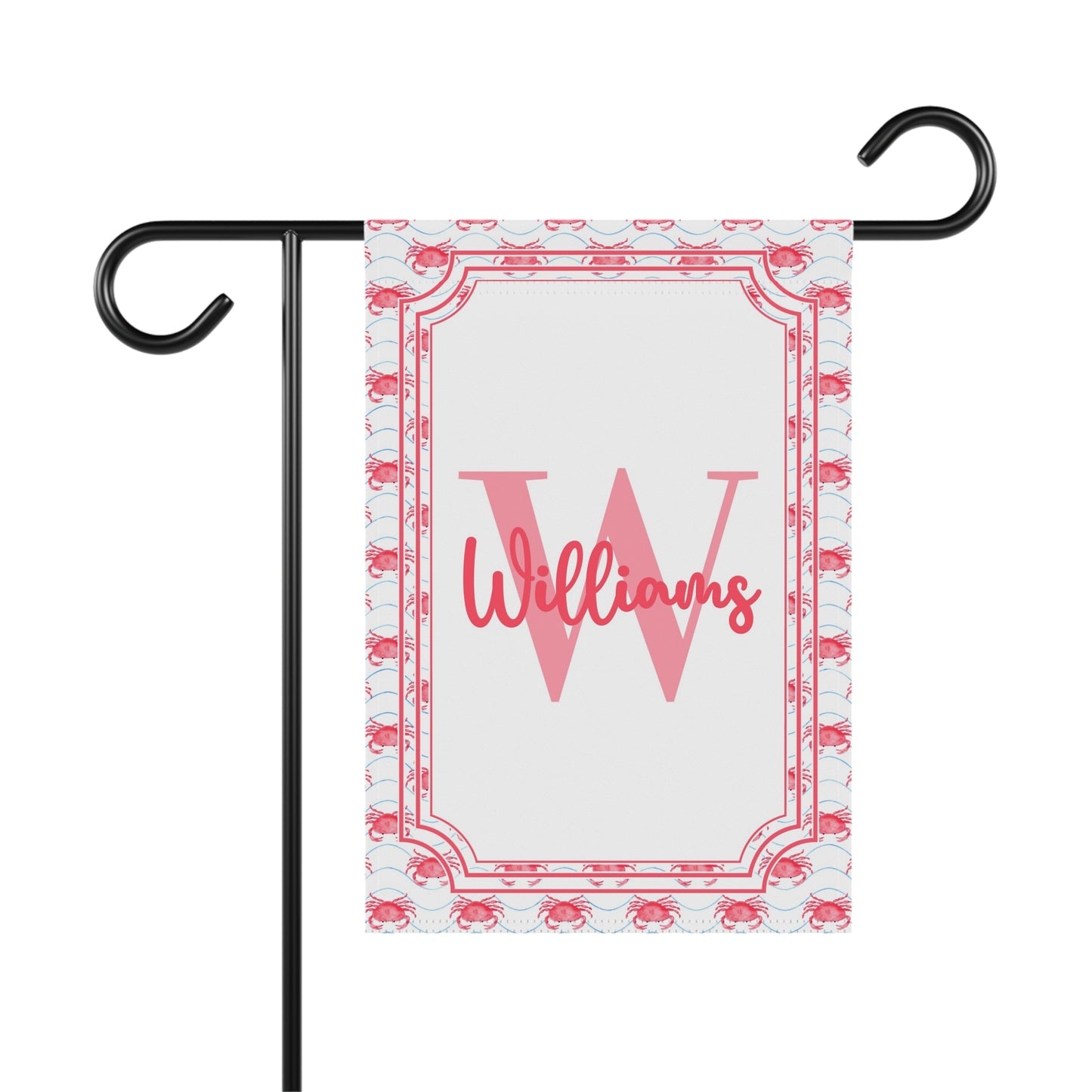 Crab Monogram Garden Flag