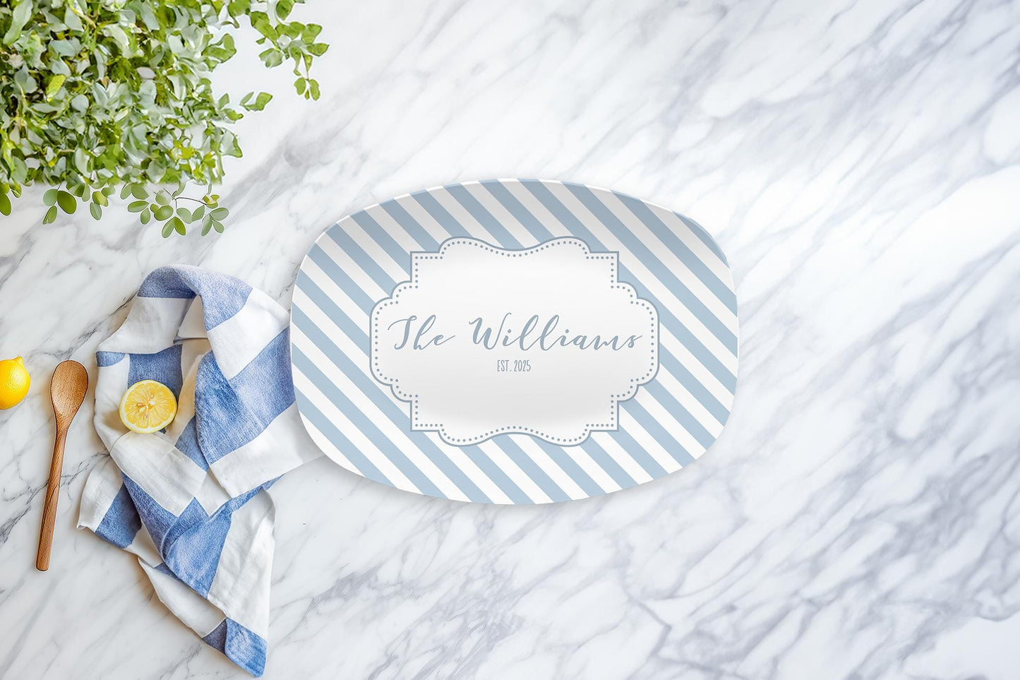 Diagonal Stripe Personalized Platter