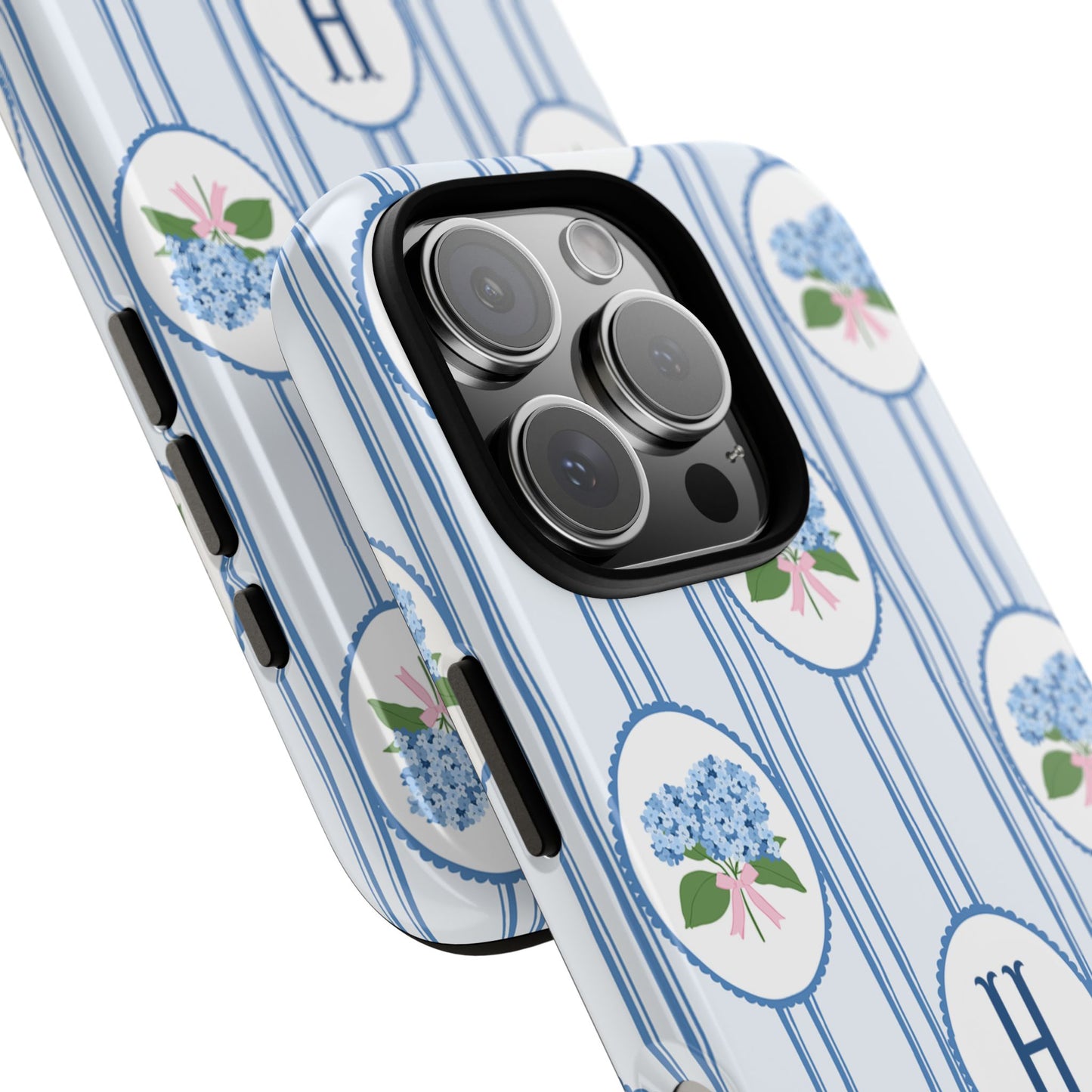 Blue Hydrangea Personalized Preppy Phone Case