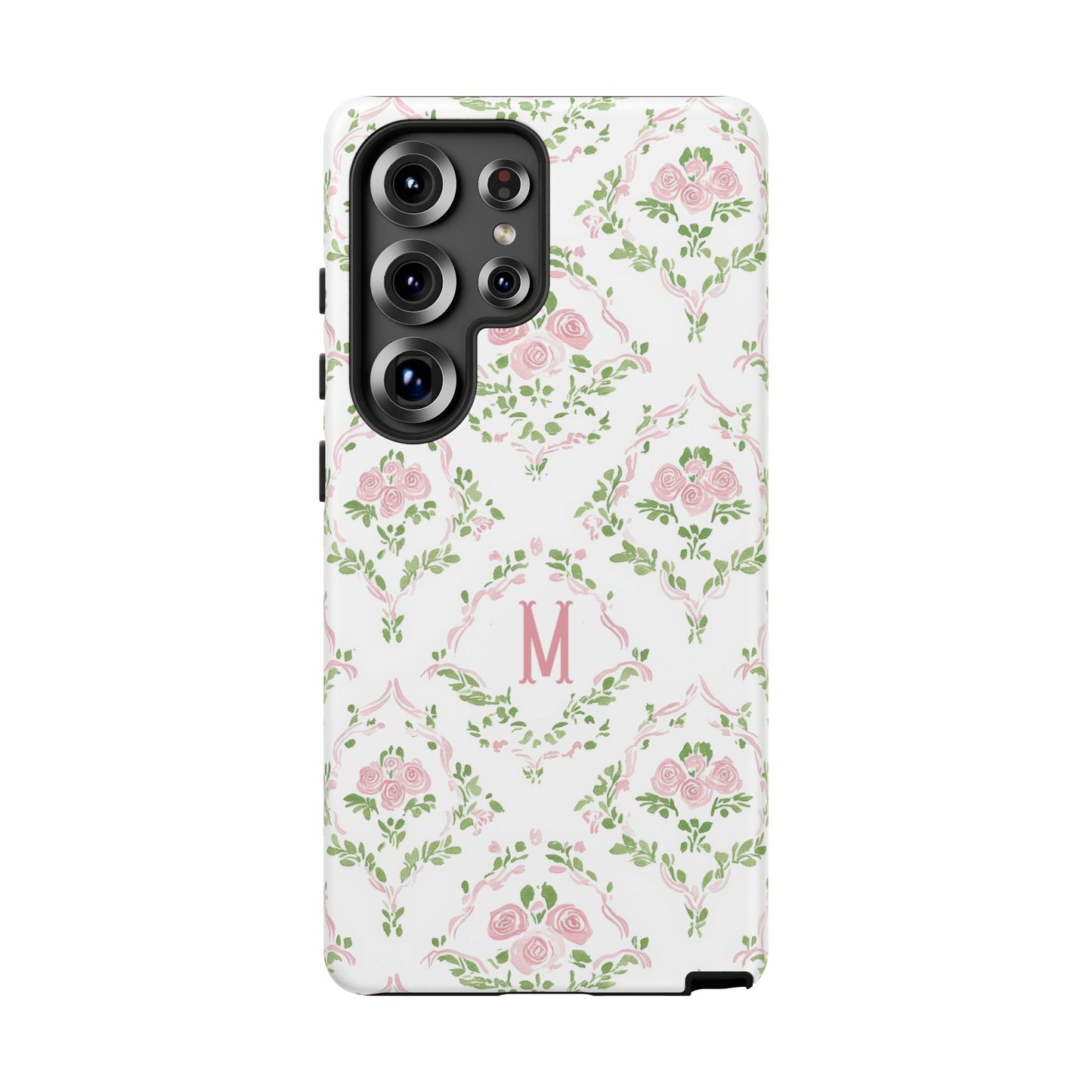 Pink Rose Grandmillennial Floral Monogram Phone Case