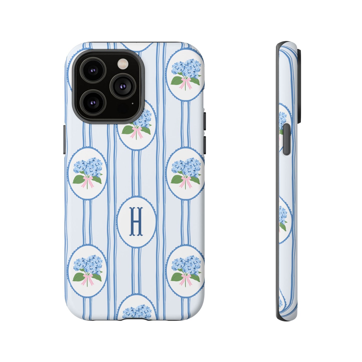 Blue Hydrangea Personalized Preppy Phone Case