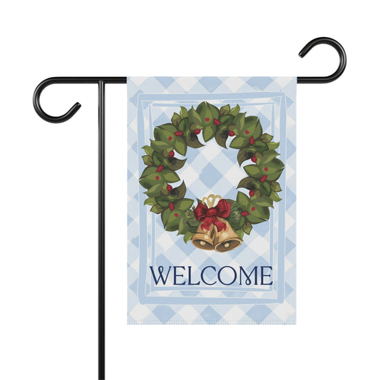 Wreath with Bells Welcome Garden Flag | House Banner, Christmas Porch Decor