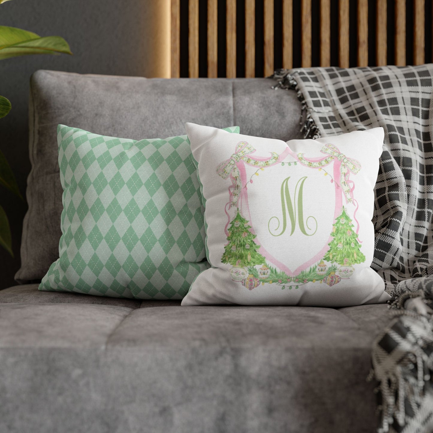 Floral Monogram M Pillowcase, Pillow Cover