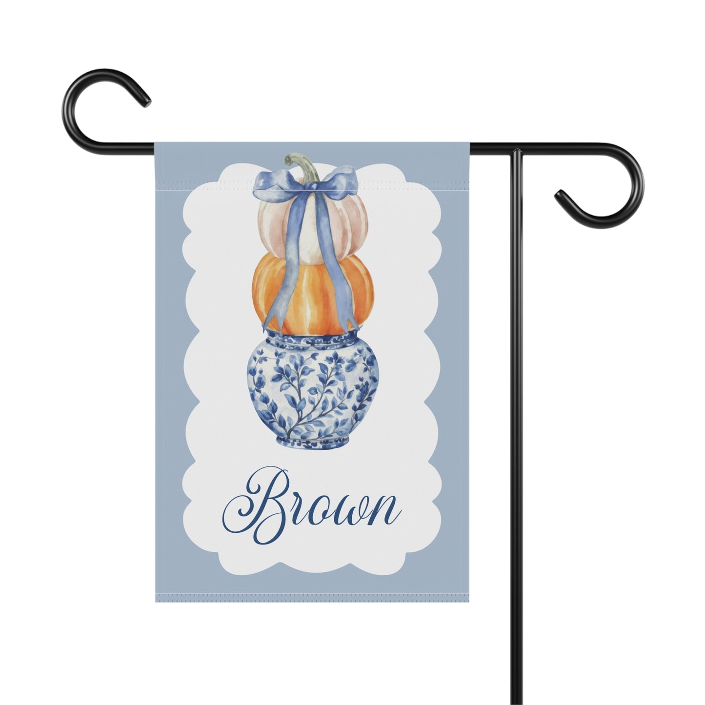 Blue Chinoiserie Pumpkin Stack Garden Flag | Garden Banner
