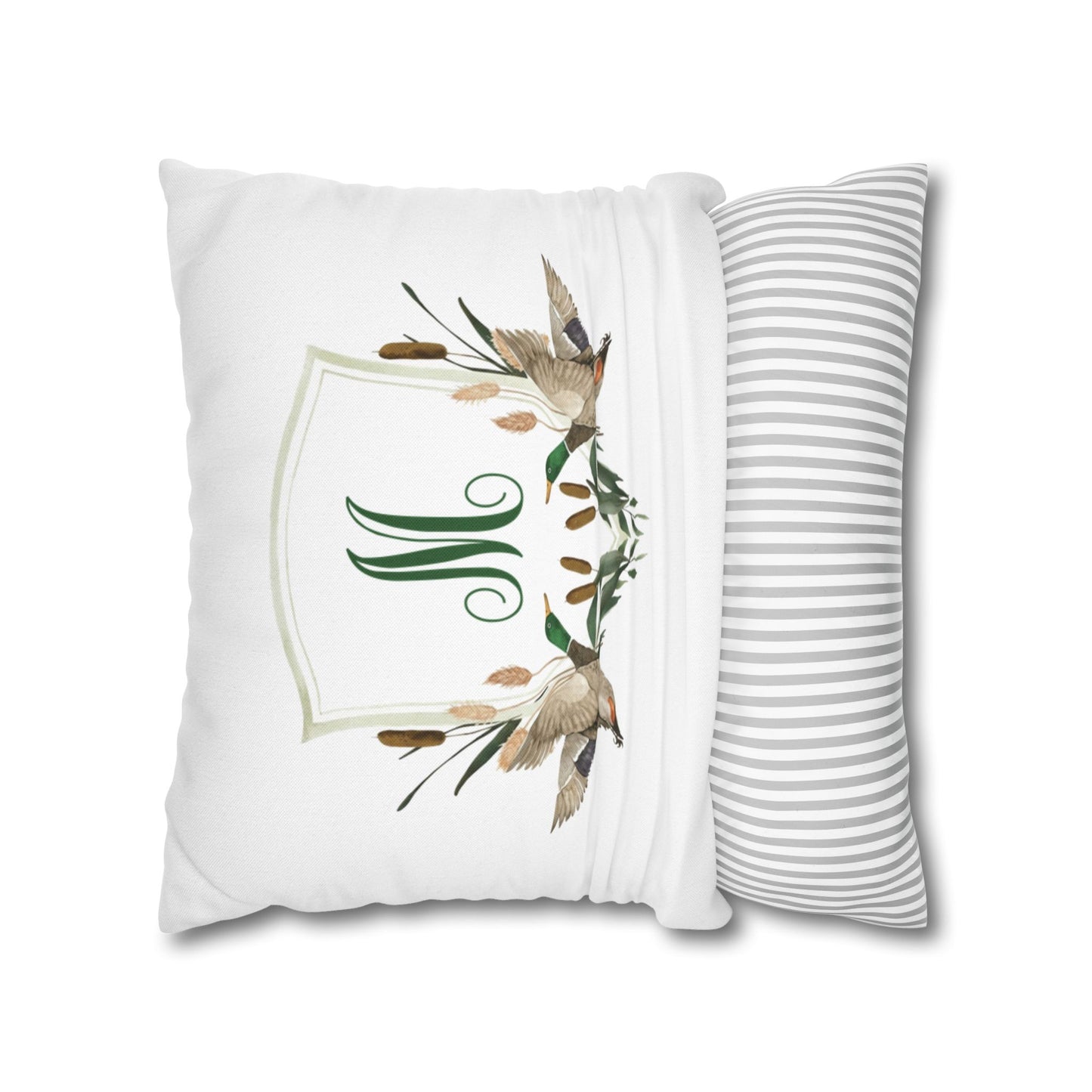 Monogram M Wreath Pillow | Decorative Square Pillowcase