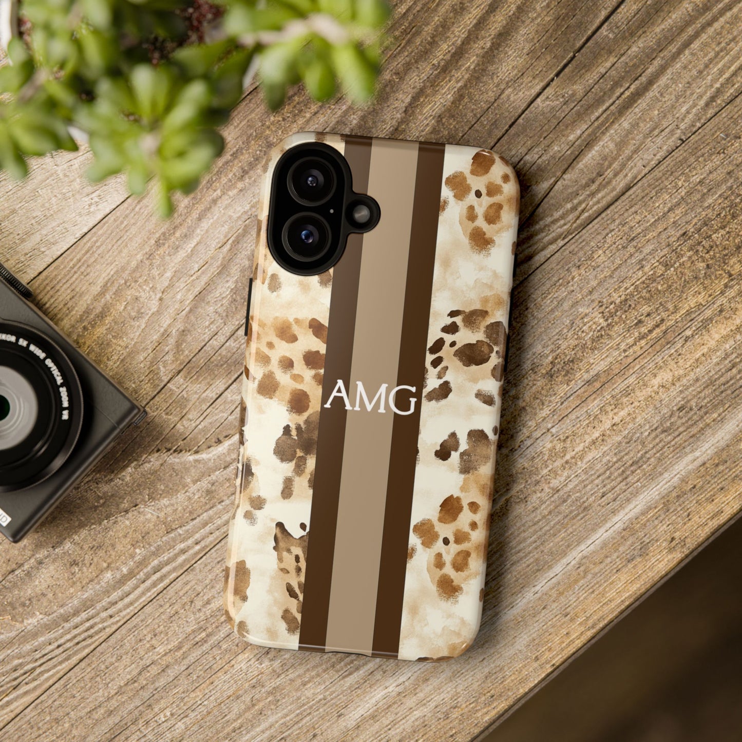 Giraffe Print Monogram Phone Case