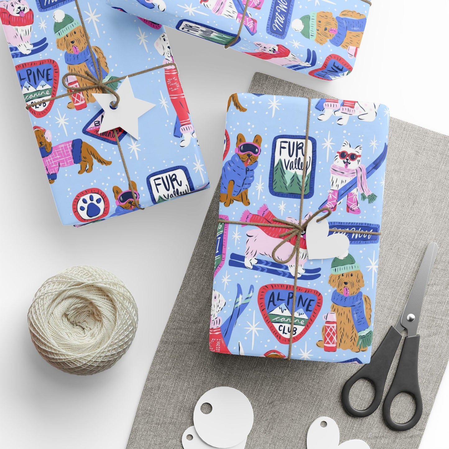 Winter Ski Lodge Dog Wrapping Paper