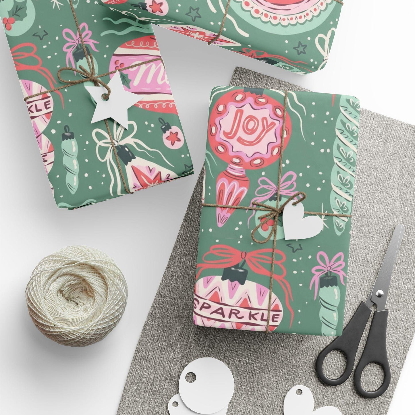 Retro Christmas Ornament Wrapping Paper