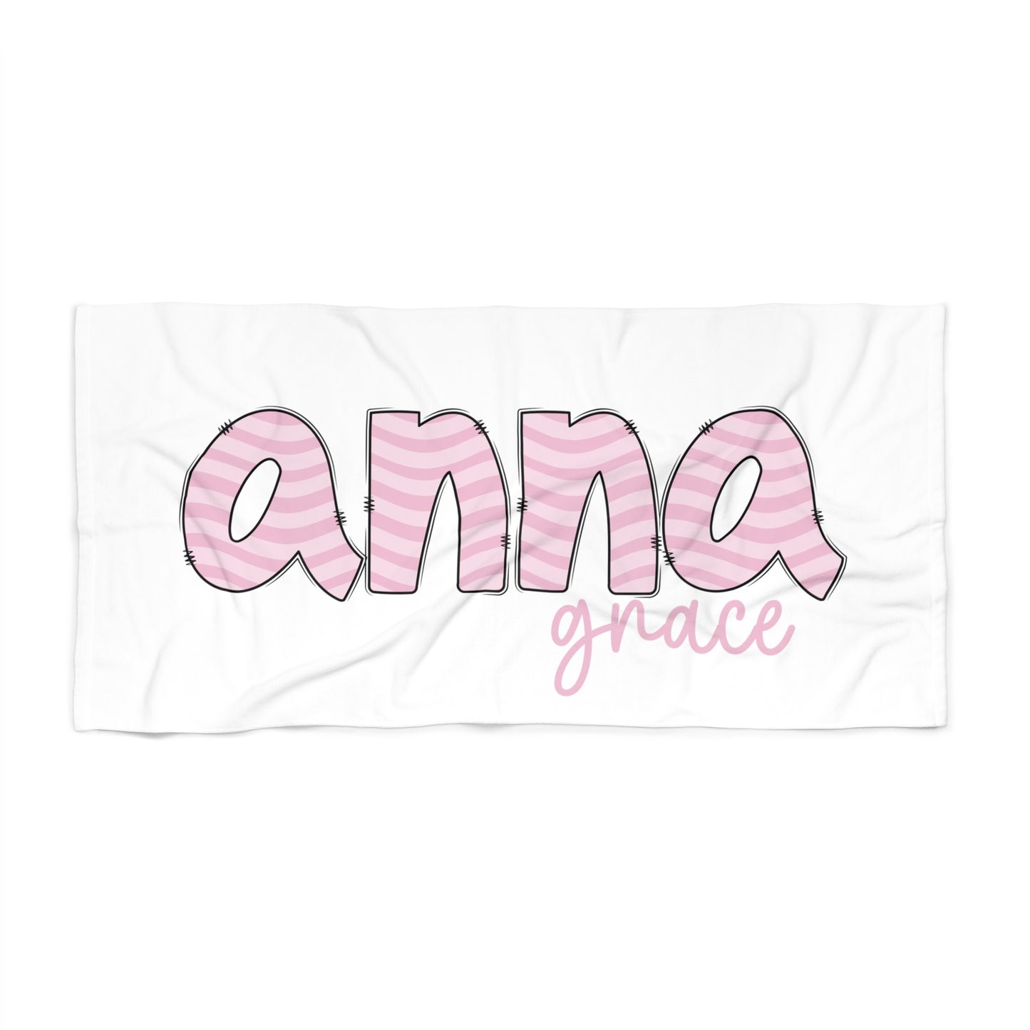 Personalized Pink Wave Beach Towel for Girls