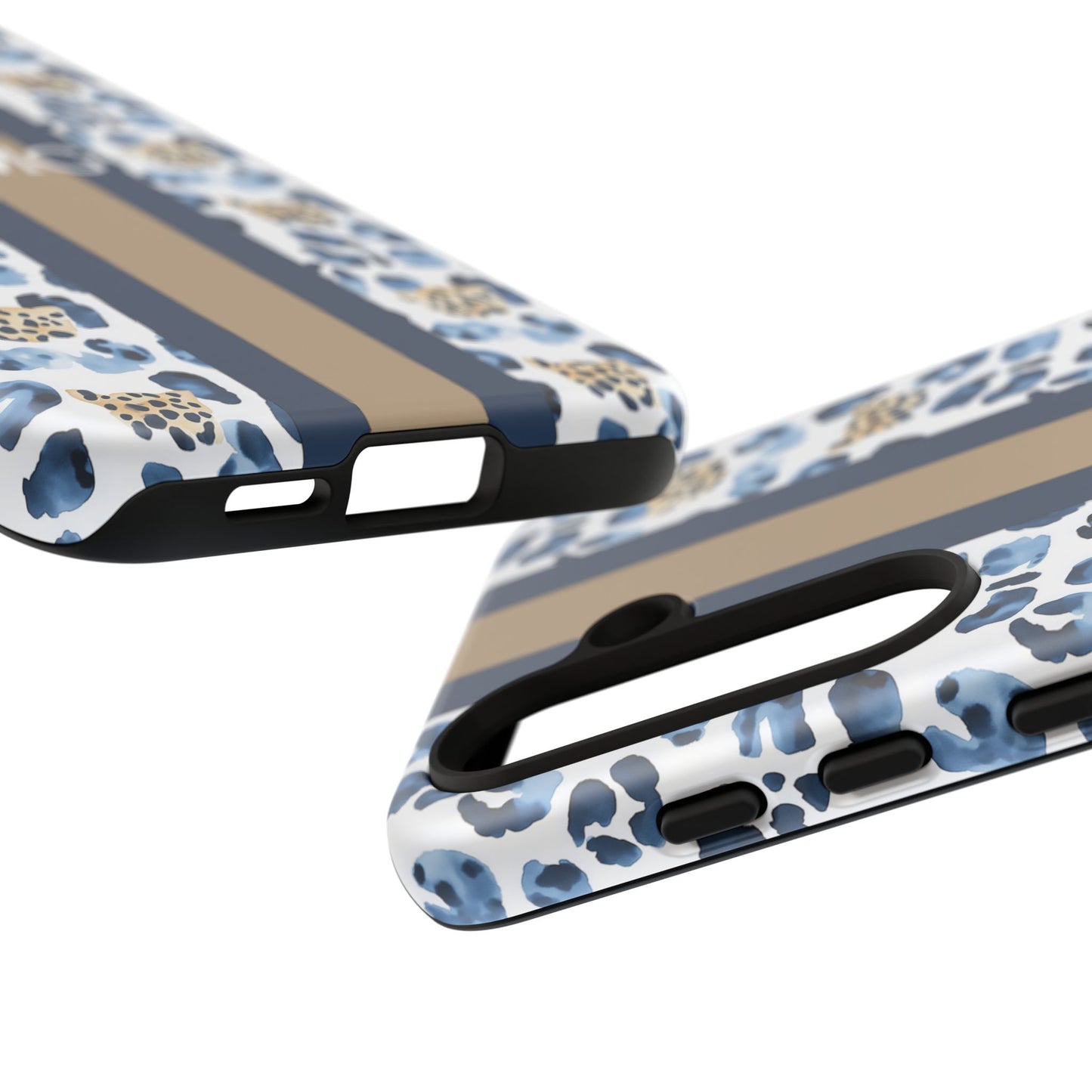 Blue Leopard Monogram Phone Case