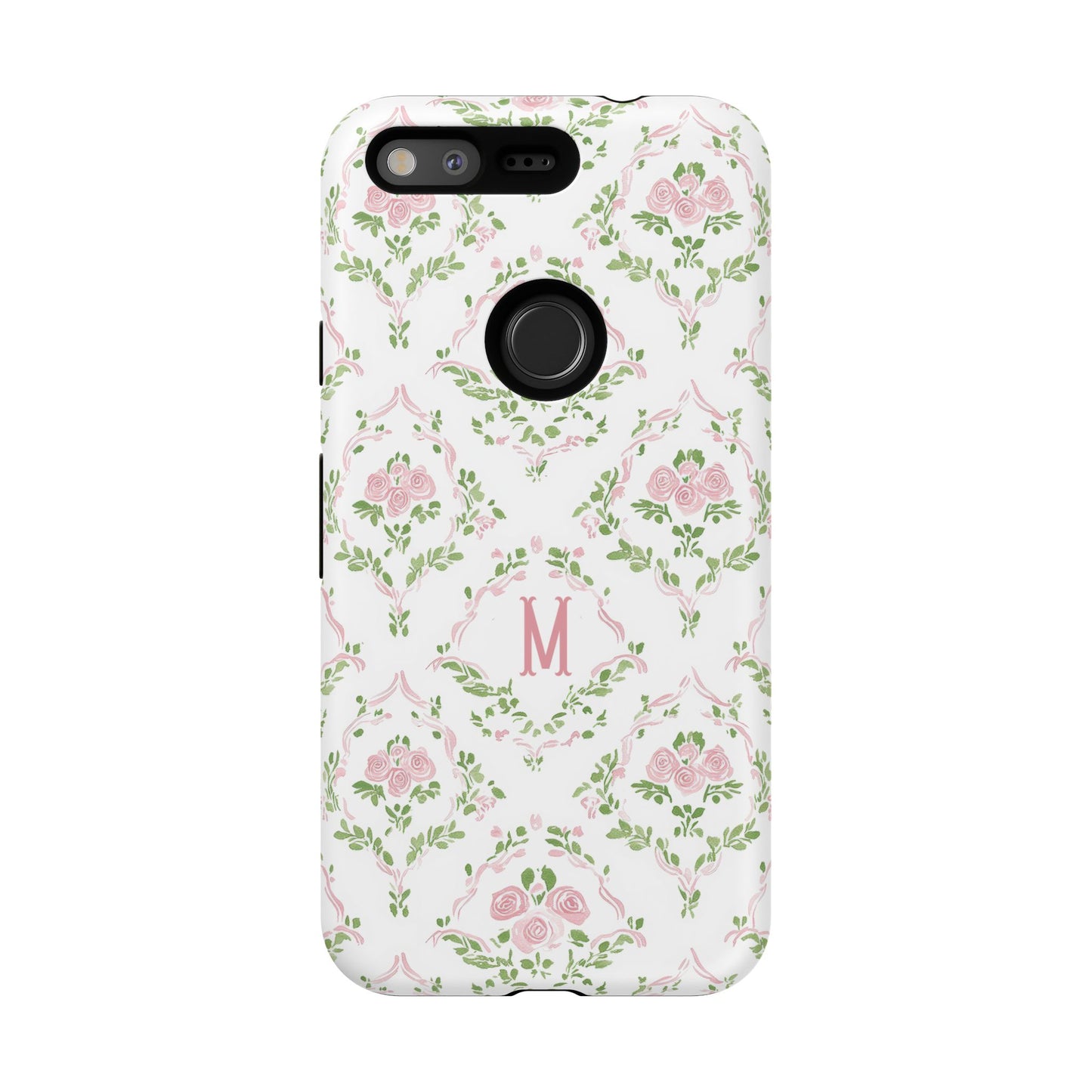 Pink Rose Grandmillennial Floral Monogram Phone Case