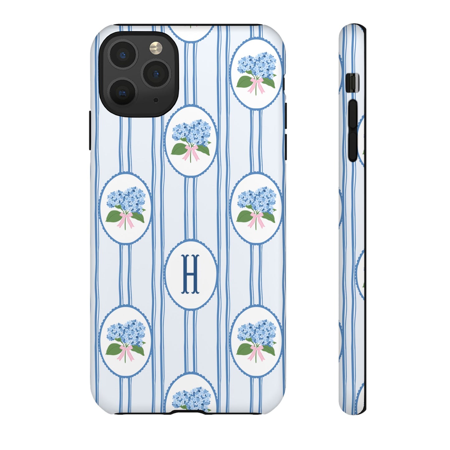 Blue Hydrangea Personalized Preppy Phone Case