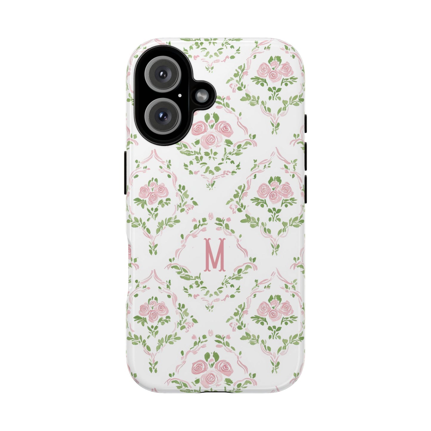 Pink Rose Grandmillennial Floral Monogram Phone Case