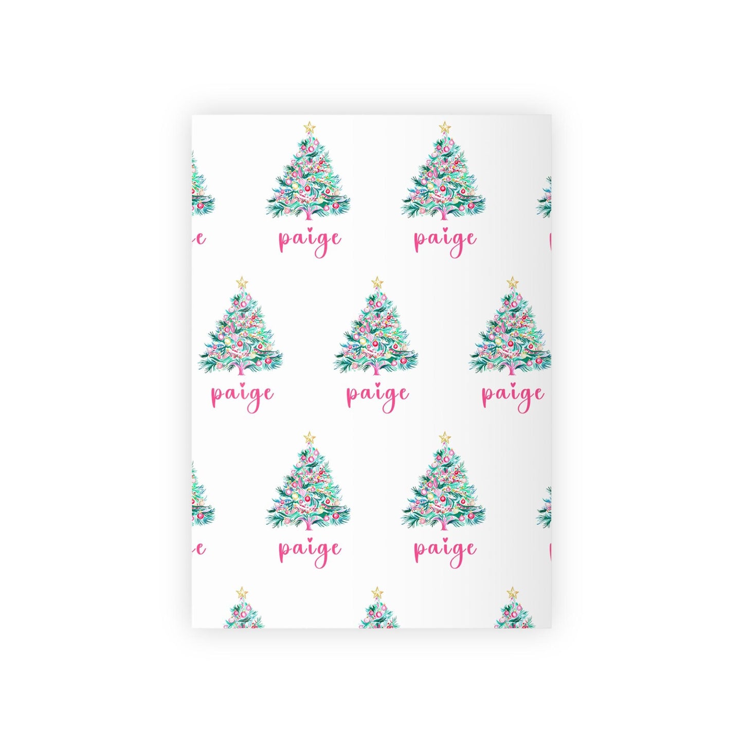 Preppy Christmas Tree with Name Personalized Wrapping Paper