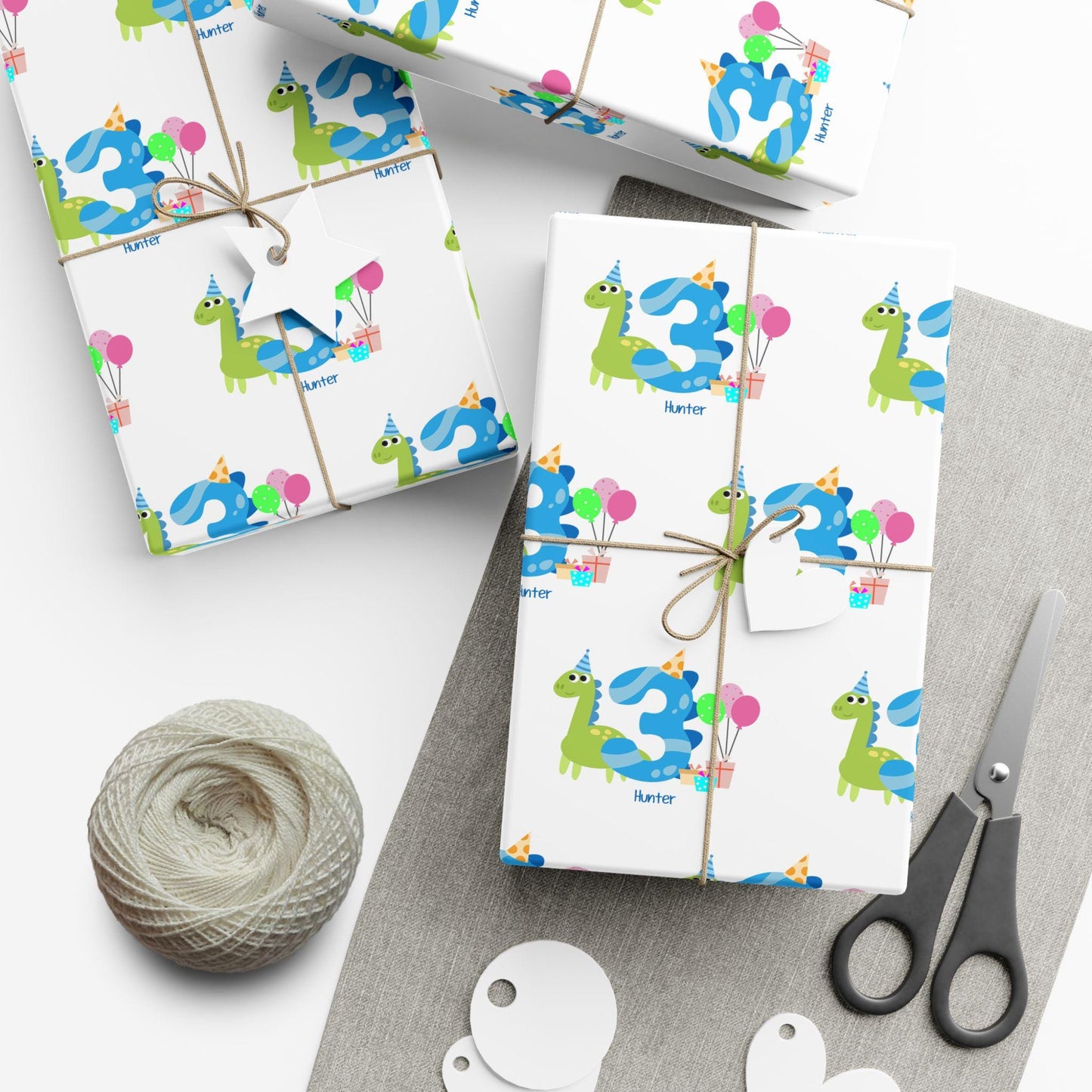 Personalized Dinosaur Birthday Gift Wrap