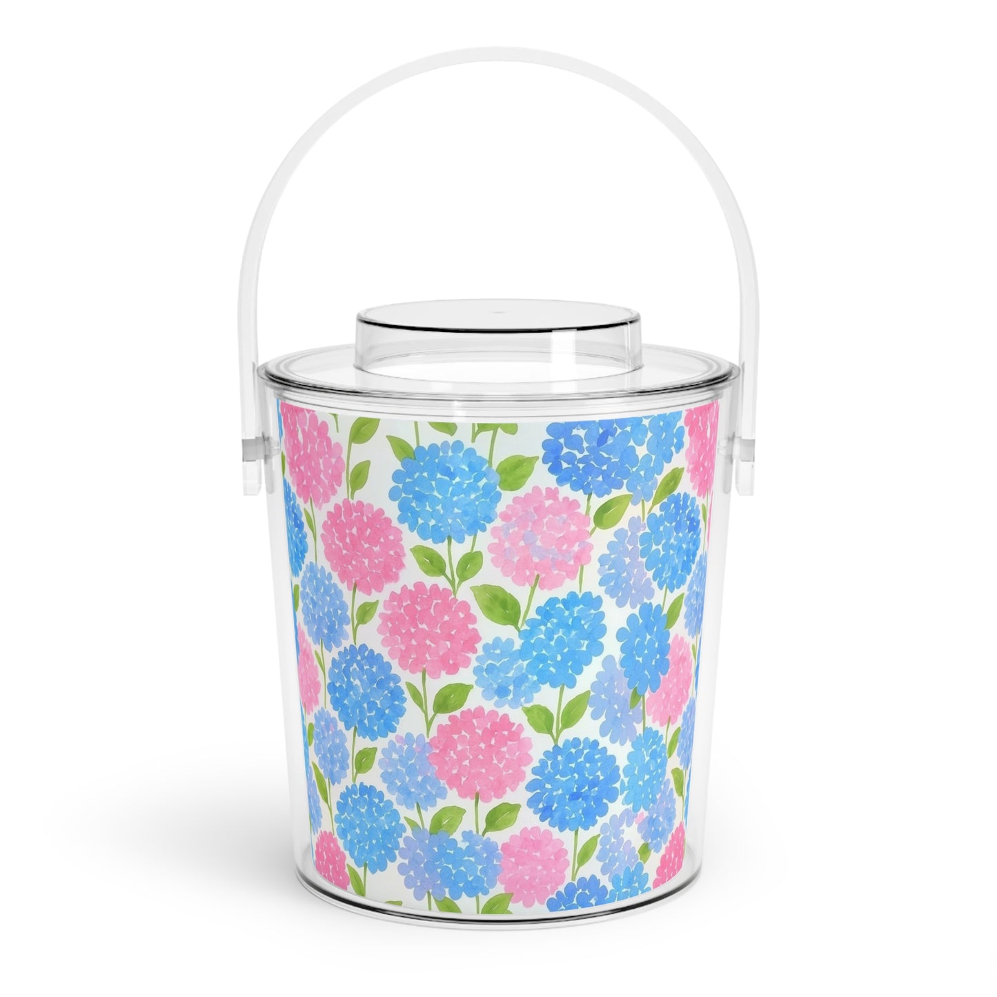 Hydrangea Pattern Ice Bucket with Tongs