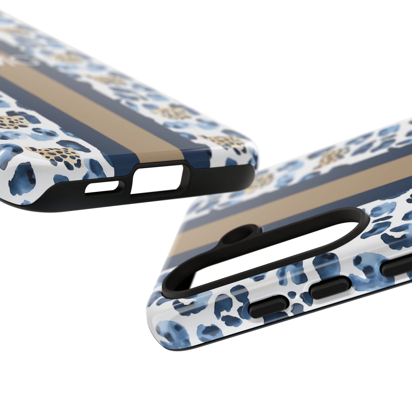 Blue Leopard Monogram Phone Case